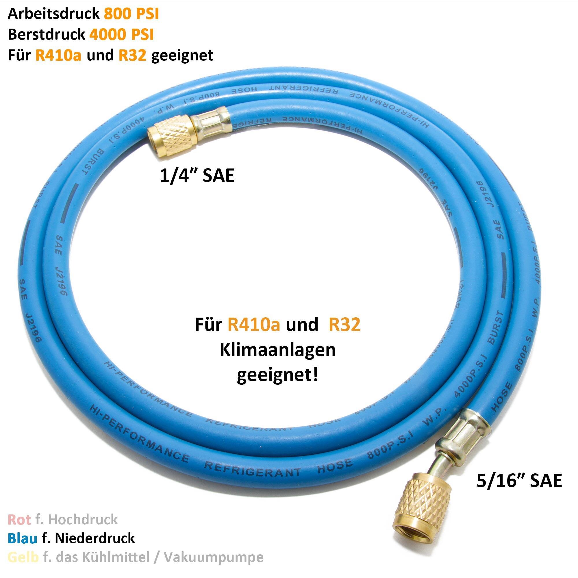 Radiant Historia Kältemittel R410a / R32 Füllschlauch 1,5m 1/4 SAE 5/16 Rot Klimaanlage Aerateur