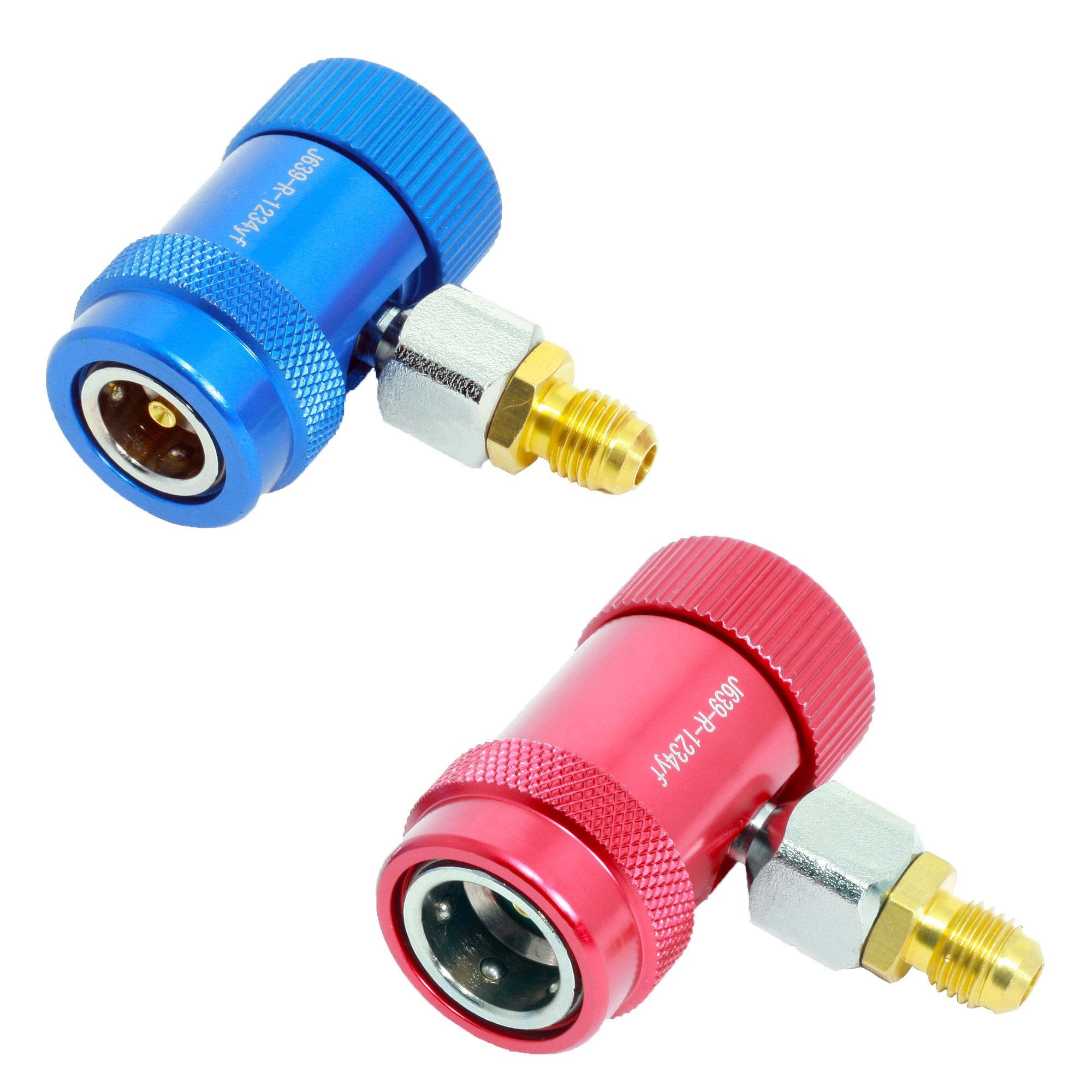 gohantee R1234yf Snelkoppelingen Adapters, Hoge/Lage Zijdruk Adapters, Valve Core Remover Past voor 1/4 inch AC Oplaadslang Verstelbare Montage Auto Air Conditioning AC Opladen