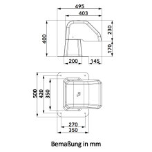 PVC Flach-Dachdurchführung "TSPAT" - 350x200x400 / Abdeckung für Kältemittelleitungen