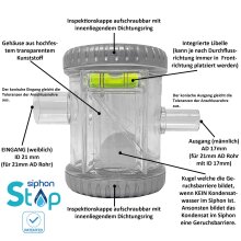 SIPHON STOP 21 (ID 21mm - AD 17mm) - Kugelsiphon mit automatischer Geruchsbarriere für die Kondensatwasserableitung [SCD300004]