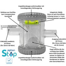 SIPHON STOP 25 (ID 25mm - AD 21mm) - Kugelsiphon mit automatischer Geruchsbarriere für die Kondensatwasserableitung [SCD300005]