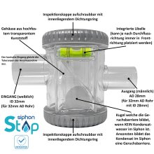 SIPHON STOP 32 (ID 32mm - AD 28mm) - Kugelsiphon mit...