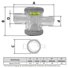 SIPHON STOP 40 (ID 40mm - AD 40mm) - Kugelsiphon mit automatischer Geruchsbarriere für die Kondensatwasserableitung [SCD300007]