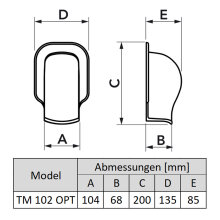 OPT 102 anthrazitgrau, Wandanschluss TMQ 102 - OPT (ehem. TM 102 - OPT)