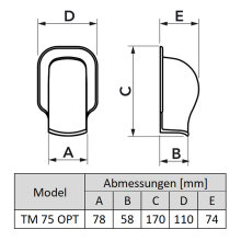 OPT 75 anthrazitgrau, Wandanschluss TMQ 75 - OPT (ehem. TM 75 - OPT)