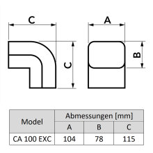 Kurve/Bogen 90° hoch (CA 100 - EXC), elfenbein (RAL 9002)