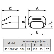Rohrausgang (TS 100 - EXC), elfenbein (RAL 9002)