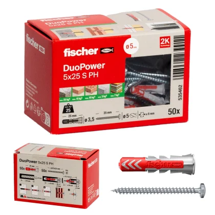 fischer DuoPower 5 x 25 PH mit Panhead-Schraube (50...