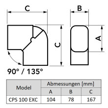 Kurve/Bogen 90°-135° FLEXIBEL flach (CPS 100 - EXC), elfenbein