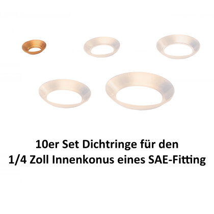 10er Set Dichtringe für 1/4" SAE 45° Innenkonus-Verbindungen