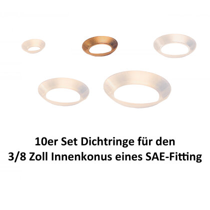 10er Set Dichtringe für 3/8" SAE 45° Innenkonus-Verbindungen