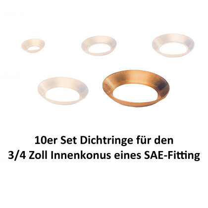 10er Set Dichtringe für 3/4" SAE 45° Innenkonus-Verbindungen