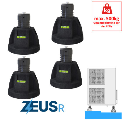 4x Antivibrationsfuß ZEUS R,  Höhe 130-150 mm (500kg gesamt) SCD500278