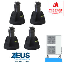 4x Antivibrationsfuß ZEUS HA long, Höhe 200-255 mm  & Neigung 0-15° (500kg gesamt) SCD500280