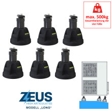 6x Antivibrationsfuß ZEUS HA long, Höhe 200-255 mm  & Neigung 0-15° (500kg gesamt) SCD500351
