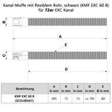 Kanal-Muffe mit flexiblem Rohr, schwarz (KMF EXC 60 B)...